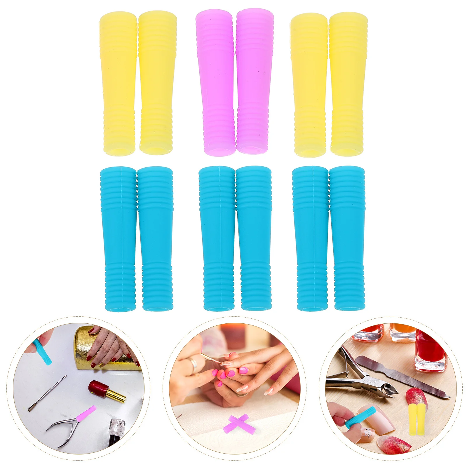 6 أزواج من أغطية المقبض مقص بشرة الأظافر من السيليكون غير القابل للانزلاق حافظة مريحة لحماية أداة تشذيب الأظافر