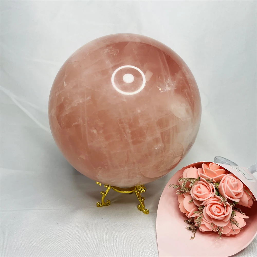 Large Ball Natural Gemstone Rose Quartz Starlight Cat eye Crystal Home Decor Feng Shui Witchcraft Altar Prayer Crystal Healing