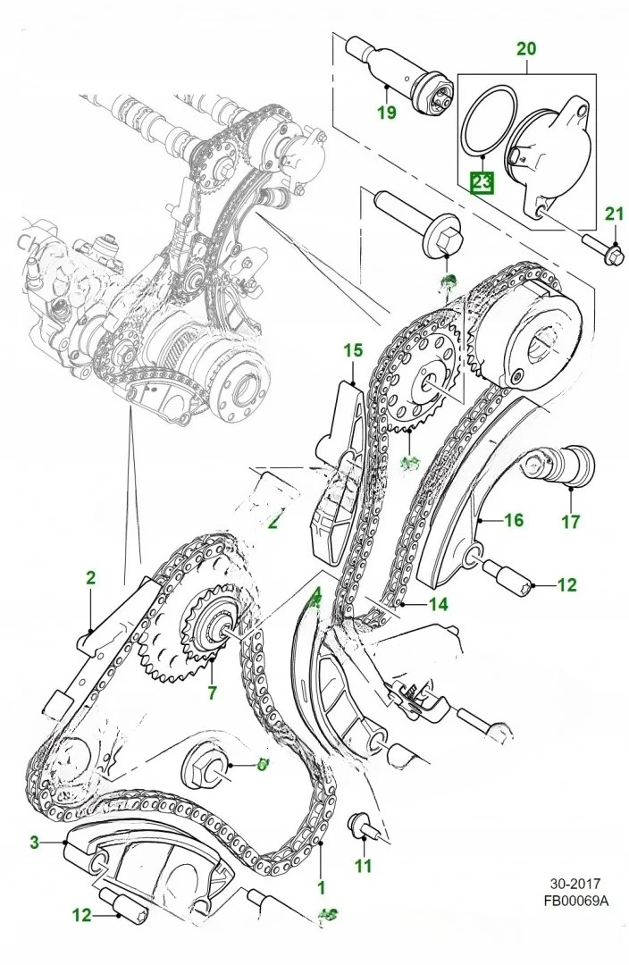 2.0 AJ200 Diesel Timing Chain Kit For JAGUAR LAND ROVER LR073756 LR073757 LR082488 LR073760 LR084289 LR073745 LR073761