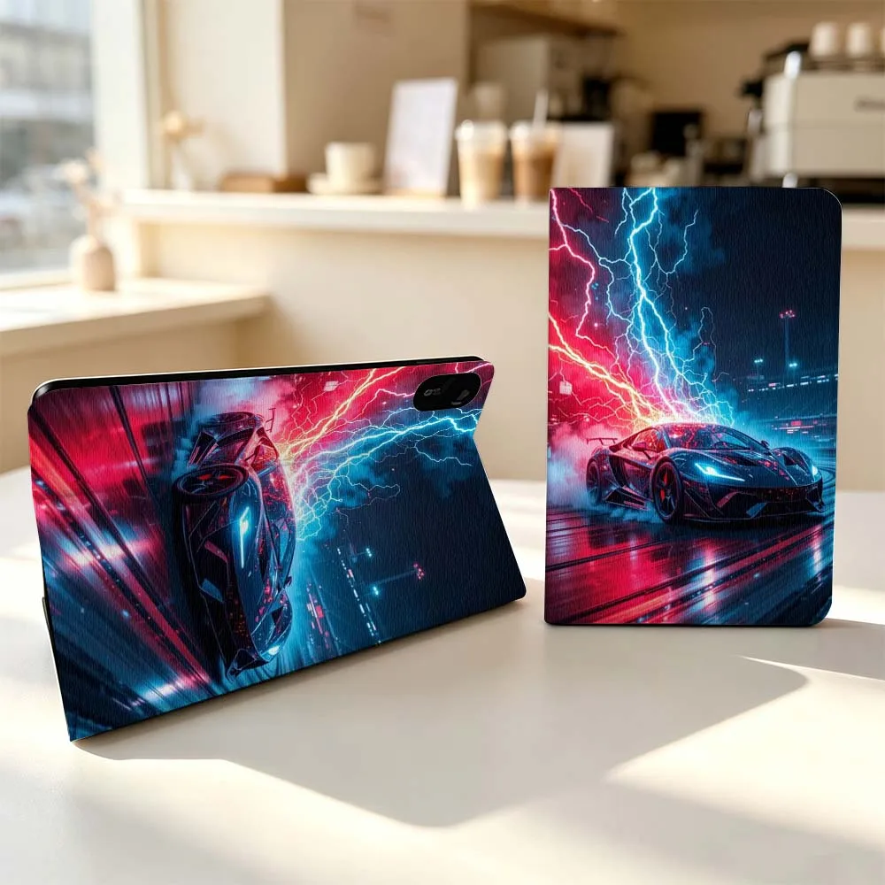 Sports Car Headlight Glow For Xiaomi Poco Redmi Pad 8 2 4 5 6 6S 7 7S SE Pro Max 14 11 8.7 11.2 12.5 Inch Tablet Case Fashion