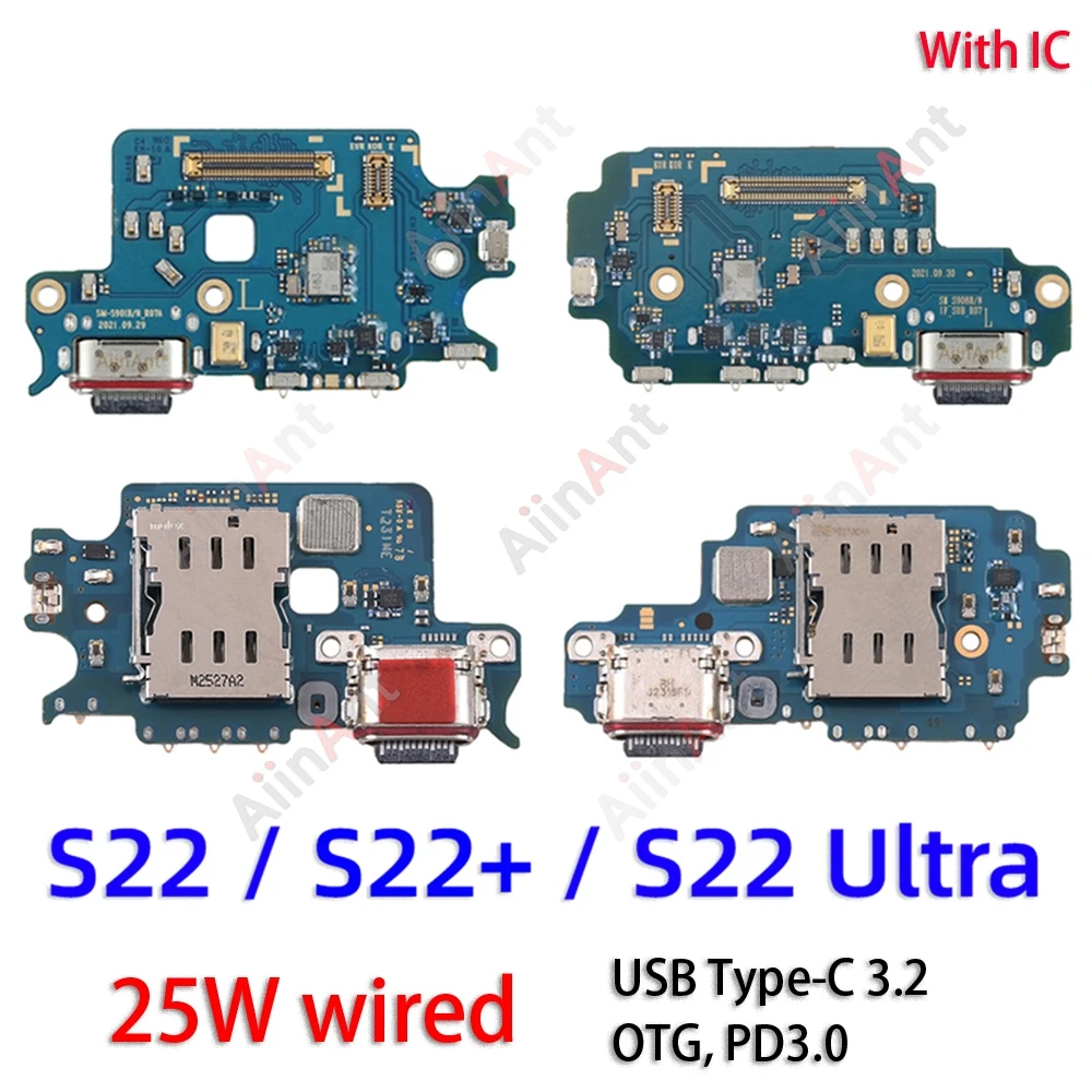 USB Port Charger Board Dock Connector Charging Flex Cable For Samsung Galaxy S22 Ultra Plus S908B S901B S901E S906E S906N S906B