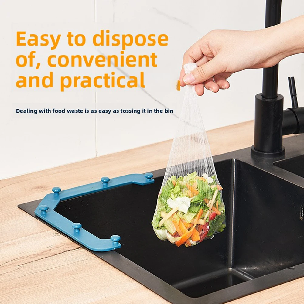 Kitchen Sink Triangle-Filter Rack Anti-Clogging Storage Holder And Trash Bag Dispenser For Food Waste Disposal
