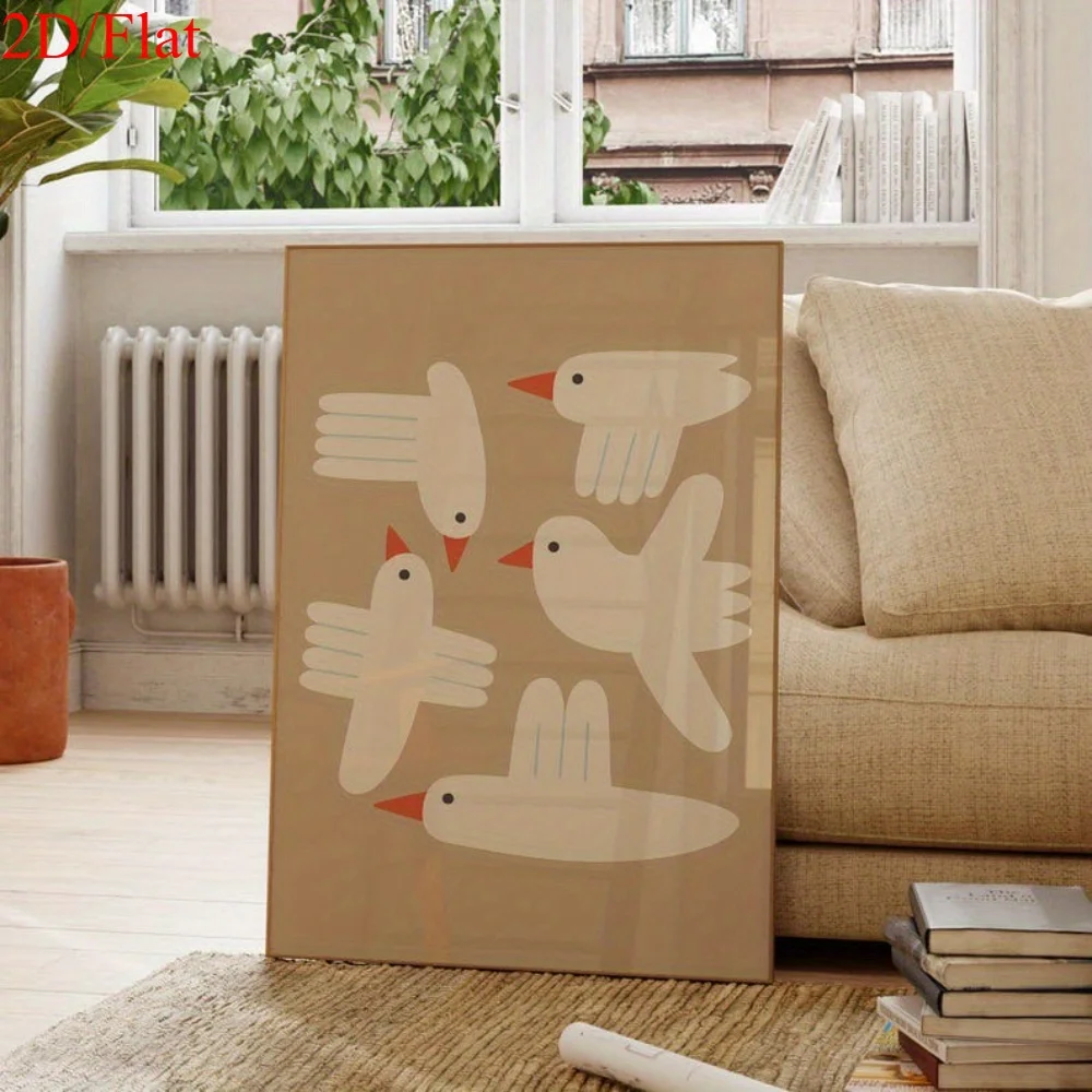 

1pc Whimsical Bird Canvas Wall Art Print, Modern Abstract Bohemian Wall Art Picture for Baby Rooms and Bedroom Decor - Frameless