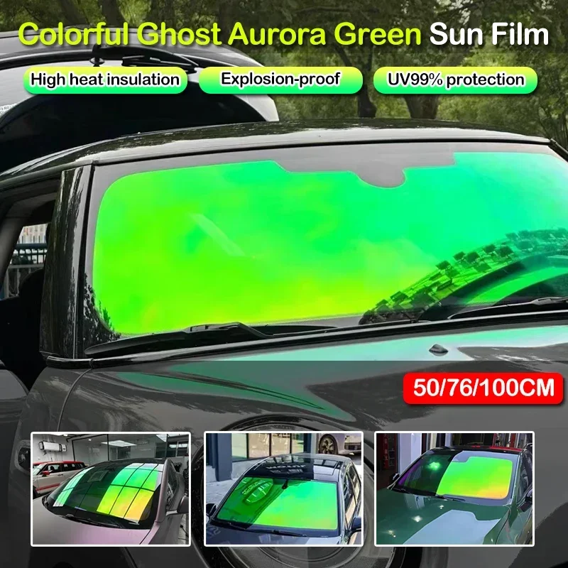 Automotive Color Change Chameleon Aurora Green Window Film 64 %VLT High Insulation Car Sticker UV Blocking Windshield Solar Film