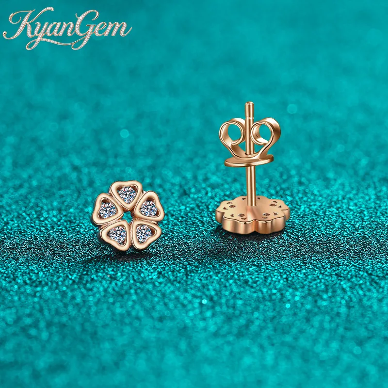 

Серьги KyanGem из 18-каратного золота с муассанитом в форме лепестков, цвета шампань, маленькие, свежие и нежные