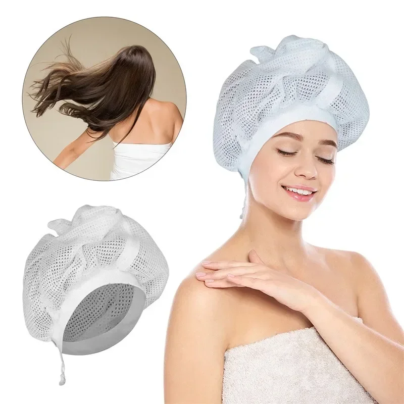 Adjustable Net Plopping Bonnet Net Plopping Cap For Drying Curly Hair Quick Drying Hair Towel Bath Hats Net Plopping Cap