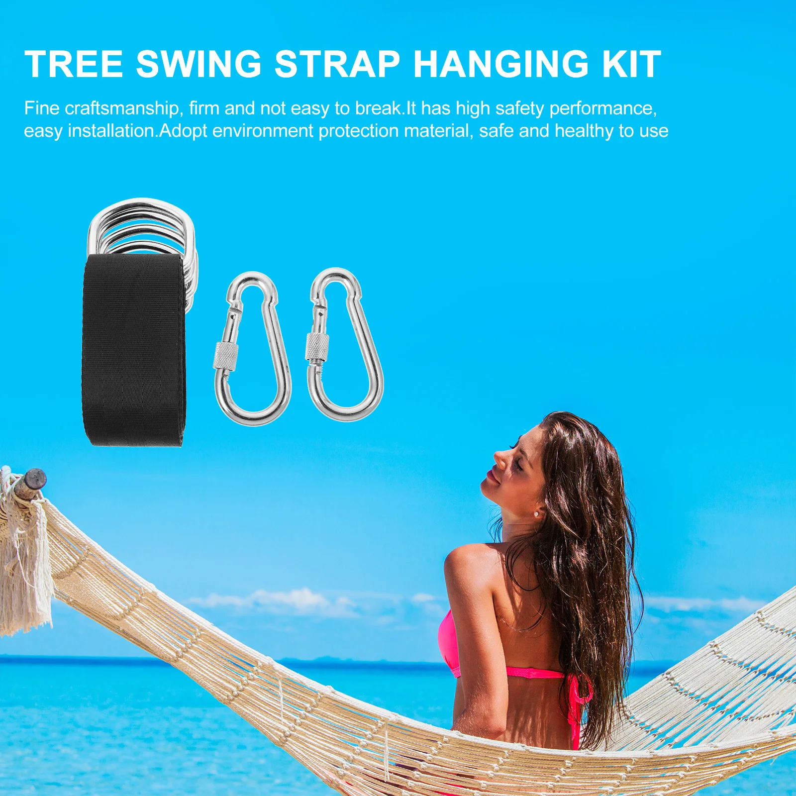 

1Set Tree Swing Strap Hanging Kit Reliable Safe Rope for Outdoor Hammock Swing Wooden Plank Seat Accessories Rope for Hammock