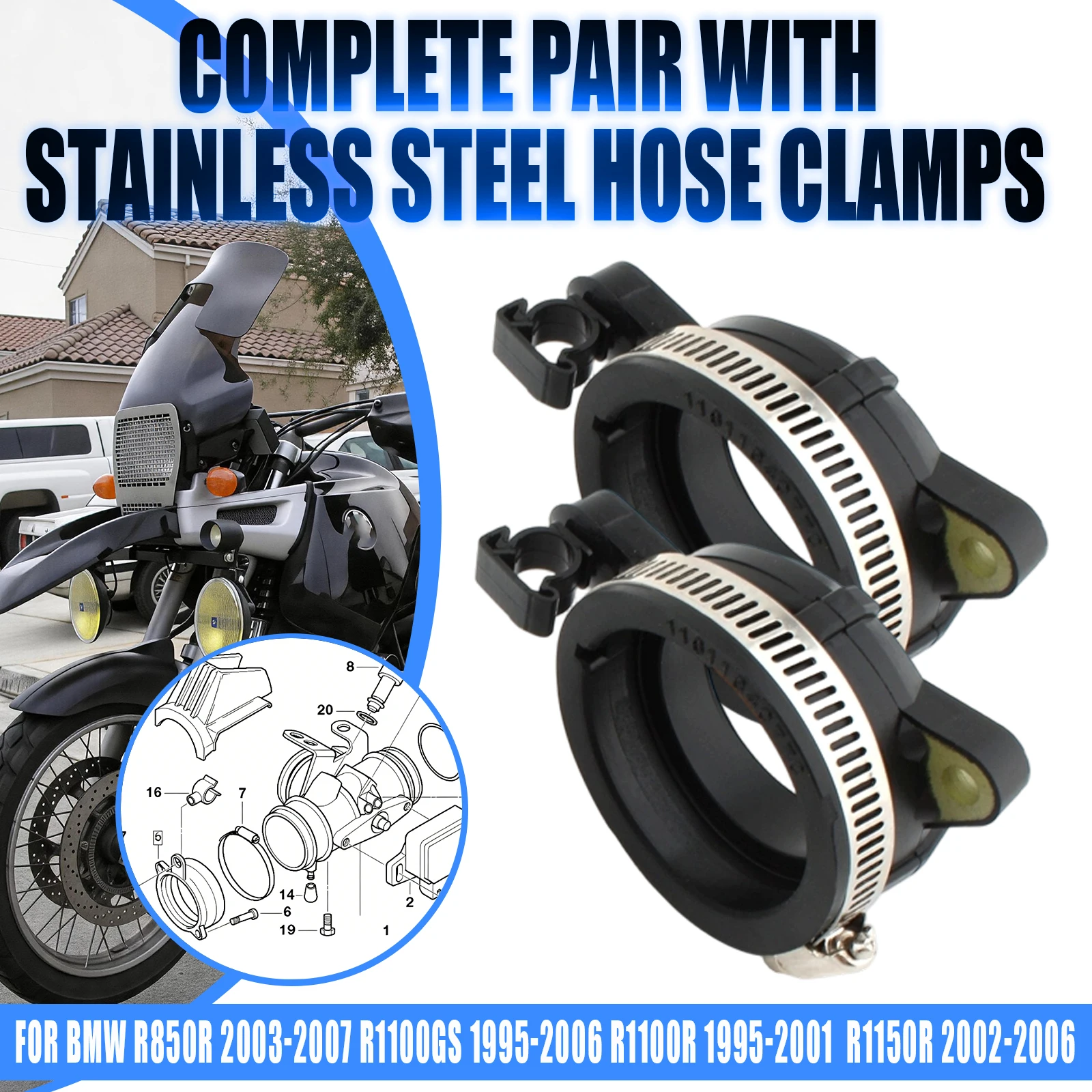 Motorcycle Carburetor Intake Manifold Boot Adapter Pipe Rubber For R1150GS R1150R R1150RT R1100GS/R/RS/RT/S