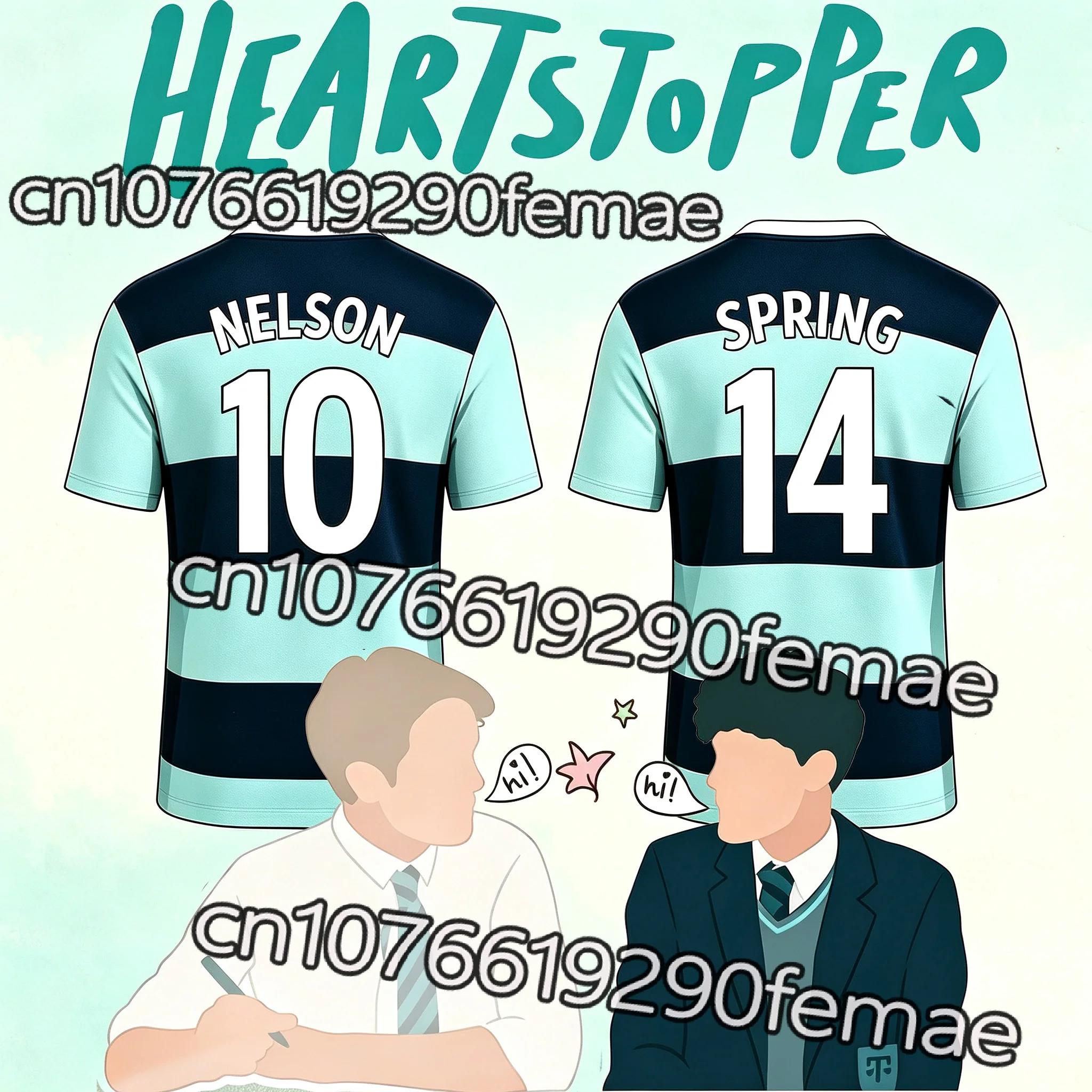 2026 New Heartstopper Kids T-Shirt Nick Nelson Charlie Spring Style Rugby Jersey Women Men Summer Truham Grammar School Uniform