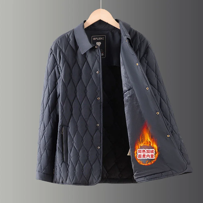 

Winter New Fashionable Solid Color Plush Thick Warm Cotton Jacket for Men's Casual Loose Large Size High Quality Coat L-4XL