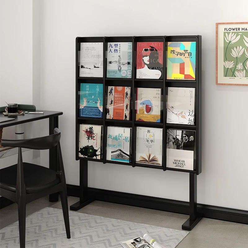 

All solid wood floor-to-ceiling reading display shelf, bookshelf, Japanese newspaper storage rack, record rack
