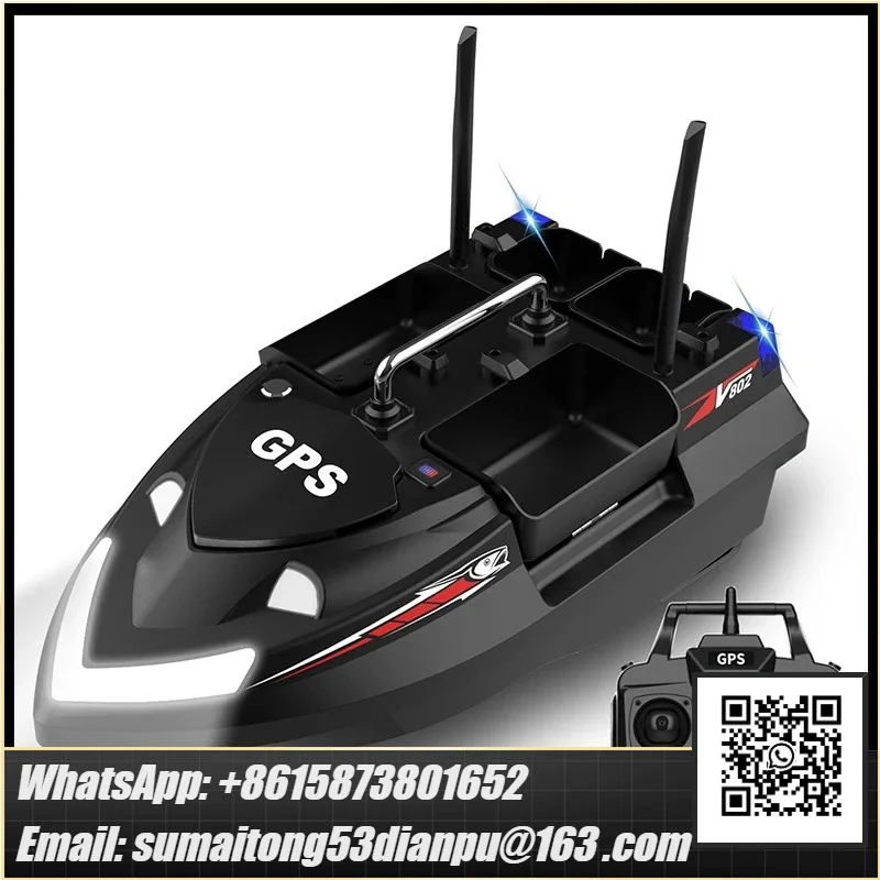 V802 RC Bait Boat 160 Fishing Points 500m Dual Antenna 4 Hopper Load 3KG Automatic Cruise Return Real Time Distance Transmission