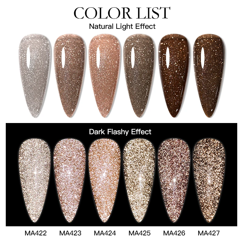 MEET ACROSS 6 Pz/set Serie Caffè Glitter Nail Gel Polish Set FAI DA TE Unghie artistiche Soak Off UV/LED Pittura Scintillante Gel Vernis Kit