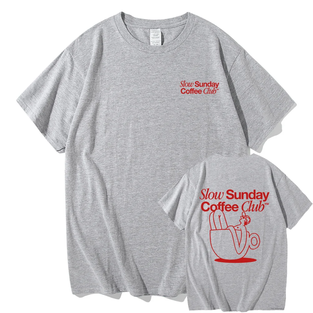 Slow Sunday Coffee Club T Shirt Men/women Harajuku Vintage Graphic Tshirt Classic Unisex High Quality Retro Cotton Tee Shirts image 3