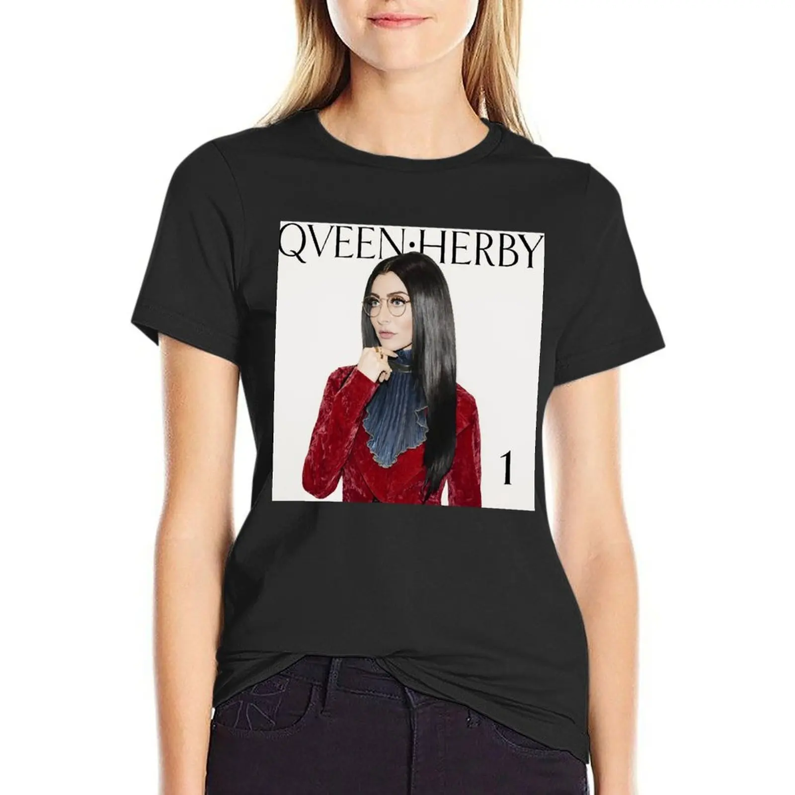 

Qveen Herby T-Shirt animal print Female clothing graphics Woman T-shirts