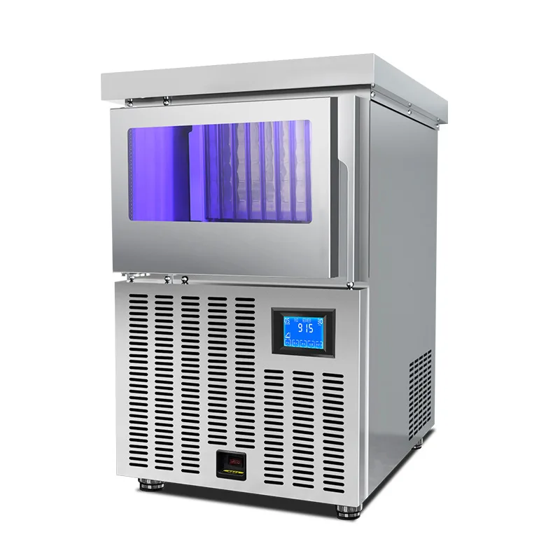 Ice machine commercial milk tea shop 68-500KG large automatic bar type blue light integrated machine large