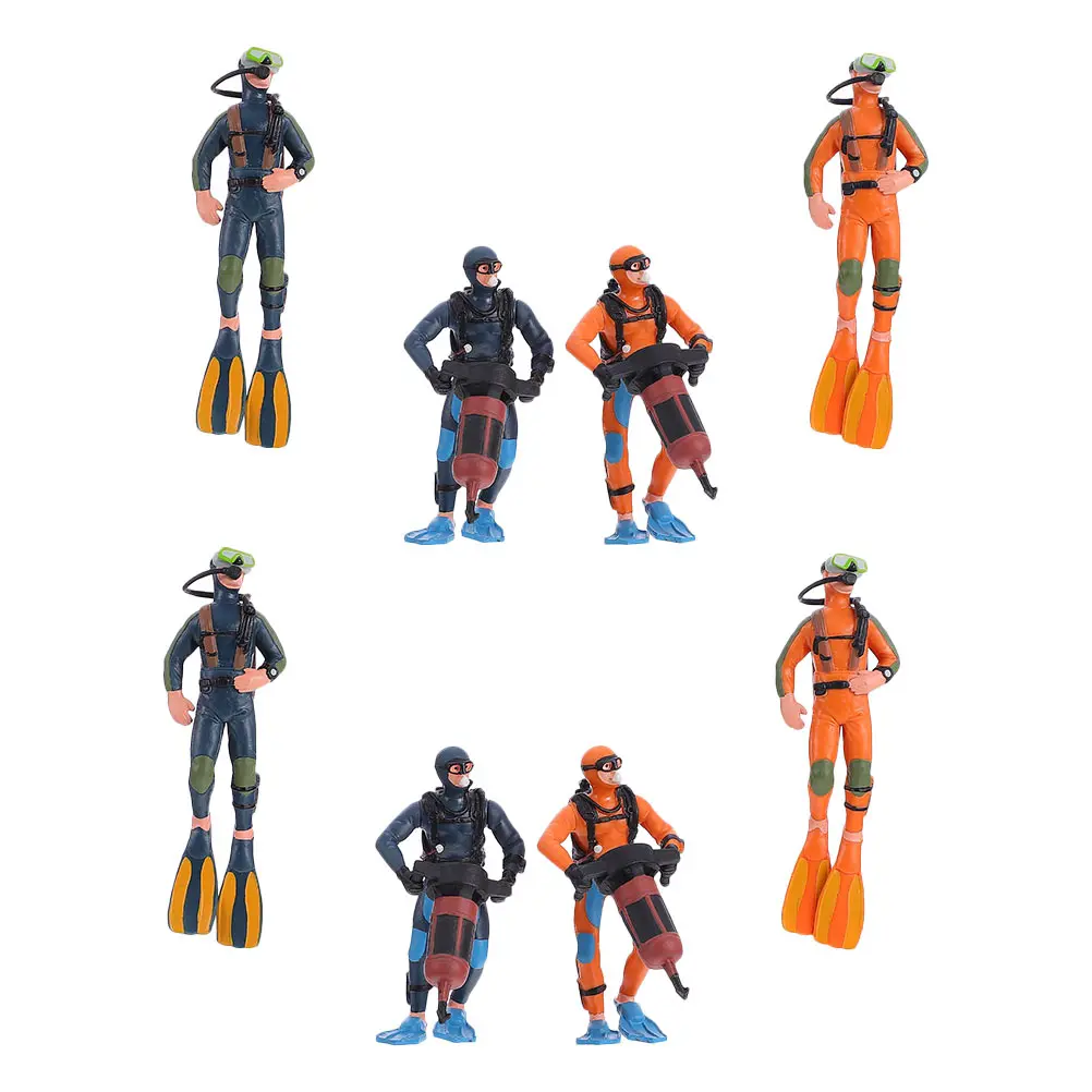 

8pcs Pvc Diver Mini Landscape Ornament Waterproof Home Decor Sand Table Accessories Desktop Decoration Micro Pvc Statue For