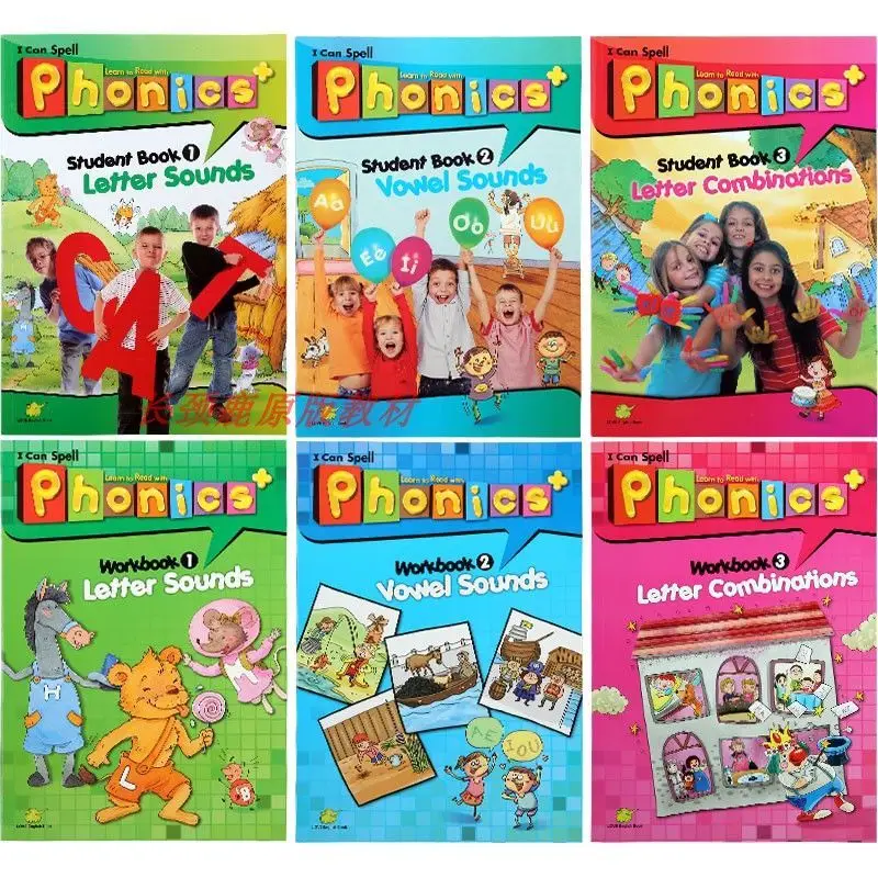 

English Original LEARN TO READ WITH PHONICS+ Student Book+Workbook Level 1-3 Children English Textbook Early Childhood Education
