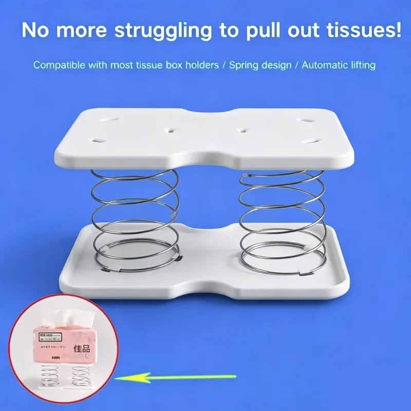 2/3-Pack Spring Automatic Lift Base for Tissue Box – Dispenser Insert Replacement for Office Home Kitchen Toilet, No Case