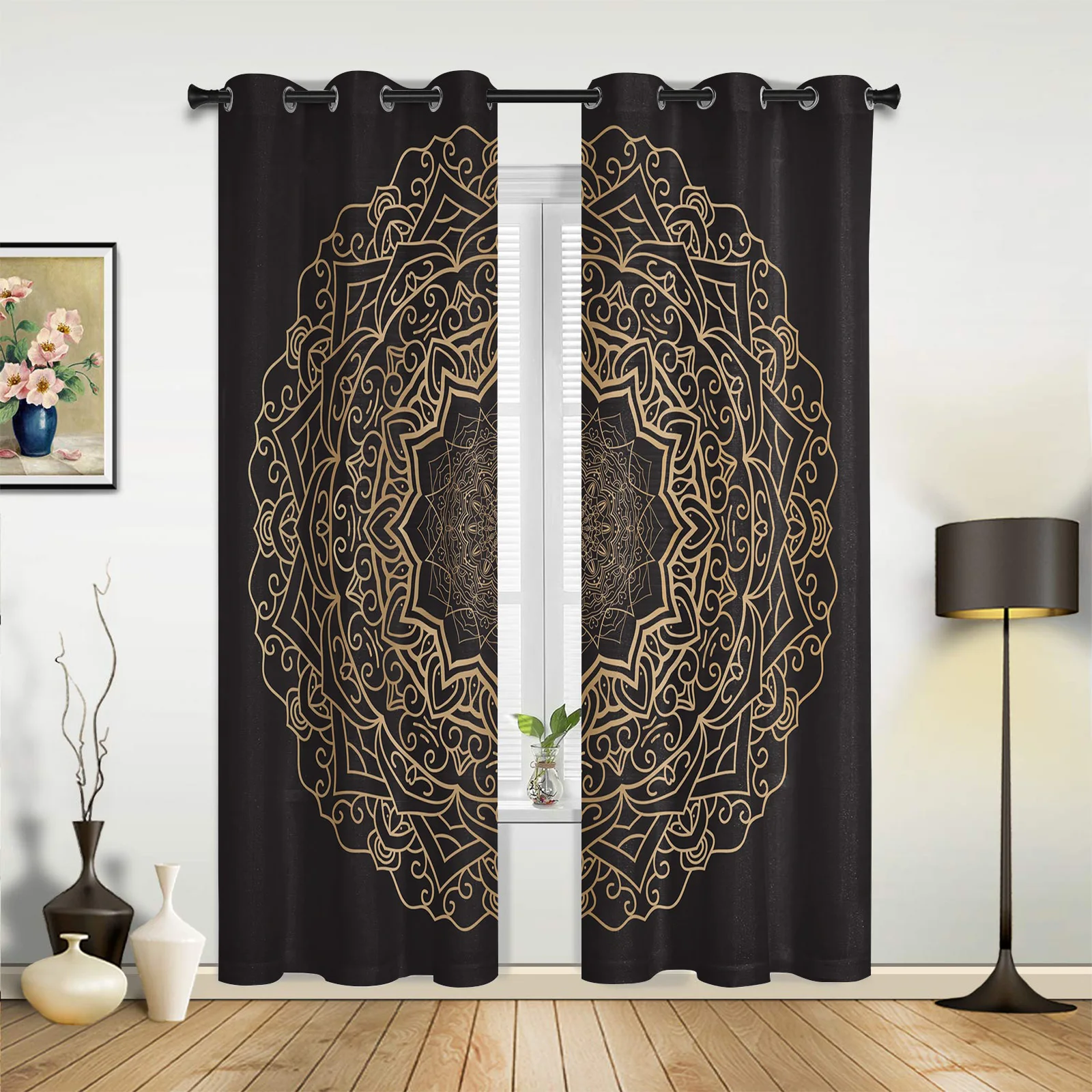 Wreath Petals Round Love Metal Window Curtains In The Living RoomKitchen Window Curtains Hotel Printed Drapes 