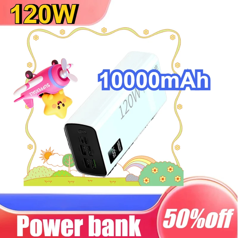 

120W Power Bank 10000mAh High Capacity Fast Charging Powerbank Portable Battery Charger for IPhone for Samsung for Huawei