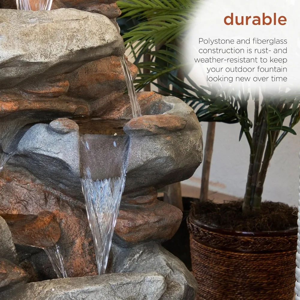 Bird Bath，4-Tiered Outdoor Floor Rock Water Fountain For Garden Or Patio With Natural Stone Look，outdoor Decor，outdoor Fountain