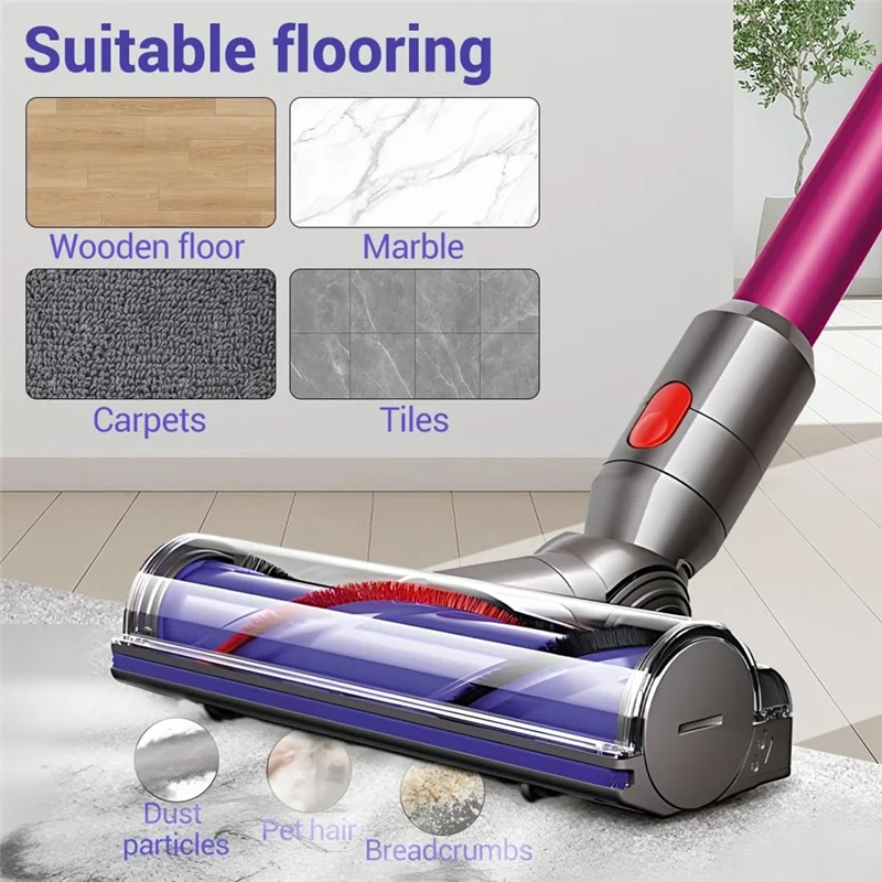 Cabeça de escova de piso elétrica para dyson v15 v7 v8 v10 v11 acessórios de vácuo para tapetes de piso de madeira