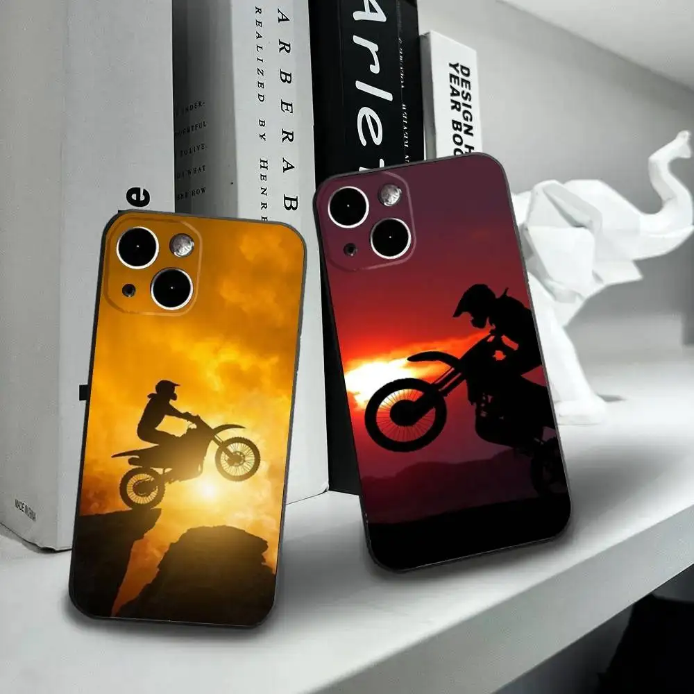 

Moto Cross Motorcycle Sports Phone Case For iPhone16,15,14,13,12 Mini 11 Pro XR,X,XS,MAX 7,8 Plus Silicone Cover Soft Black