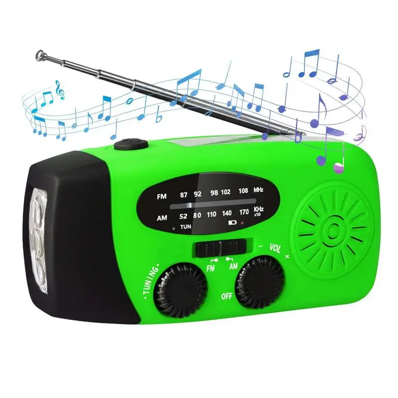 Hand Crank Radio Camping Lantern Flashlight Multi-functional Solar And Hand Crank LED Lantern Rechargeable 3 Mode Flashlight