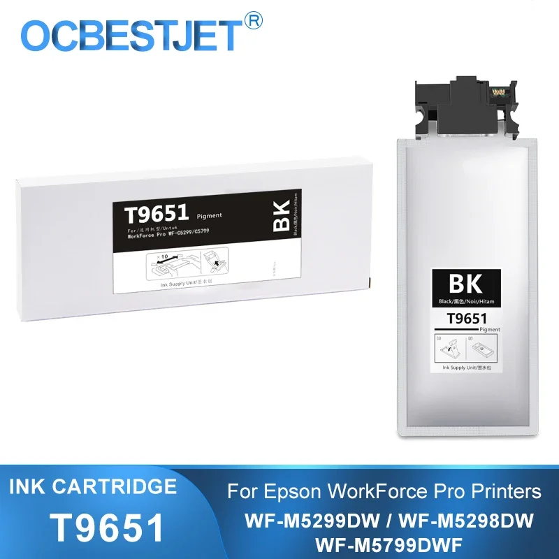 

T9651 C13T965140 200ml Black Ink Cartridge With Pigment Ink For Epson WorkForce Pro WF-M5799DWF WF-M5299DW WF-M5298DW Printer