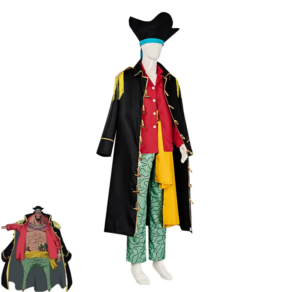 أزياء أنيمي مارشال · د · تعليم العالم الجديد التأثيري أربعة أباطرة اللحية السوداء عباءة موحدة عباءة قبعة رجل فستان الهالوين #2