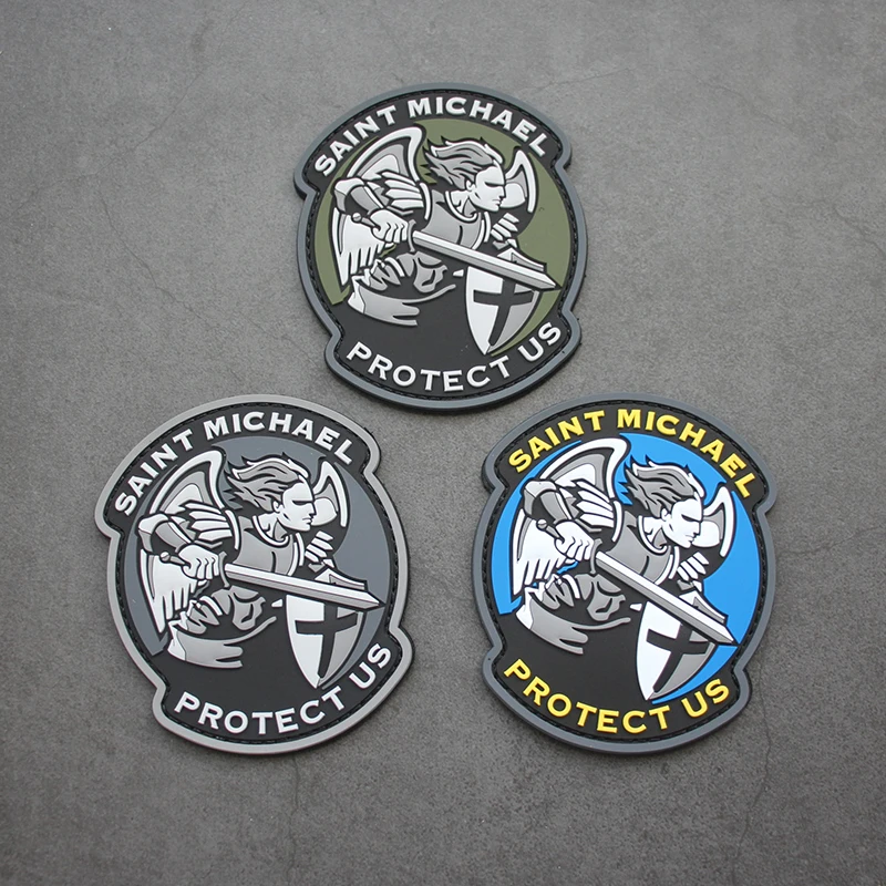 St. Michael's Archangel Protects Us High-quality PVC 3D Patch Backpacks Morale Badges Patches for Clothing Fabric Stickers