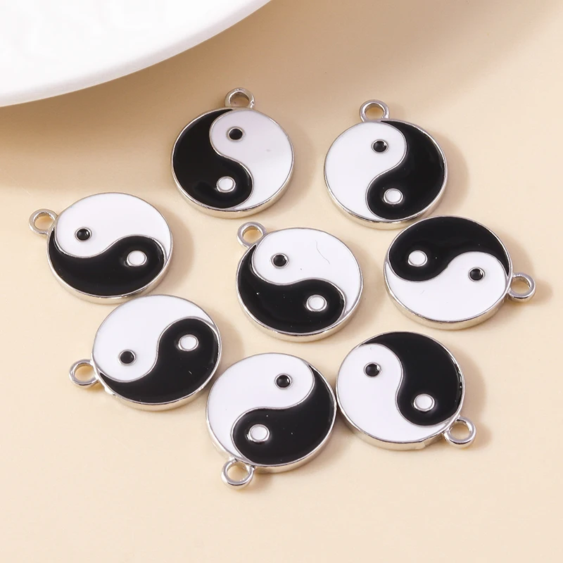 10pcs 18*21mm Enamel Kung Fu Tai Chi Charms Pendants for Necklaces Earrings DIY Making Yin Yang Charms Handmade Jewelry Findings