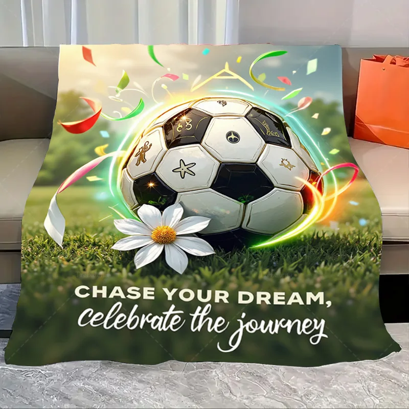 1 قطعة بطانية الفانيلا "بطانية أحلام كرة القدم: مطاردة حلمك، احتفال بالرحلة"