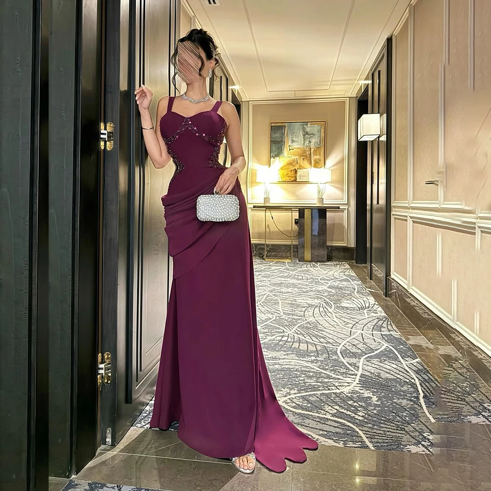 

Arabic Mermaid Prom Dress Halter Sleeveless Satin Evening Dresses Gala Long Formal Event Gown Customized فساتين سهرة