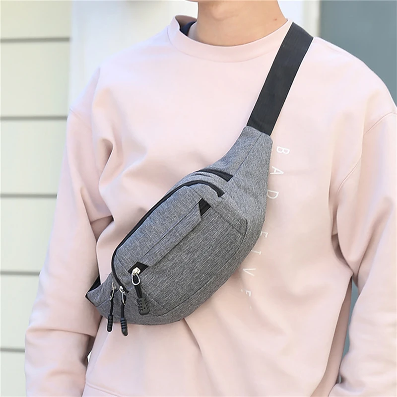 Waist Packs Women Men Waterproof Outdoor Sports Bag Unisex Canvas Pouch Fanny Pouch Solid Color Zipper Crossbody Male Bags