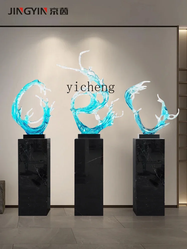 w28  Transparent Splash Sculpture Decoration Lobby Creative Arts and Crafts Living Room Entrance Ornament