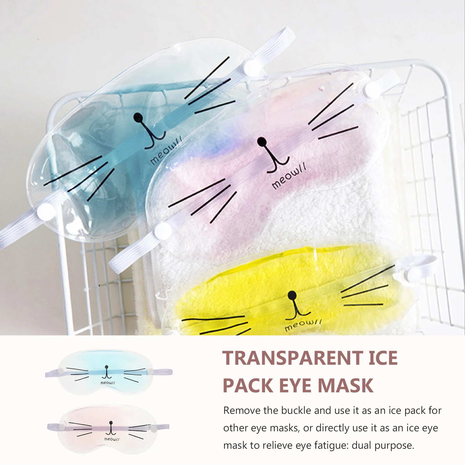 

2Pcs Ice Eye Covers Cooling Gel Masks Cat Design Reusable Sleeping Patches Relieve Dark Circles Eye Fatigue Sleep Masks