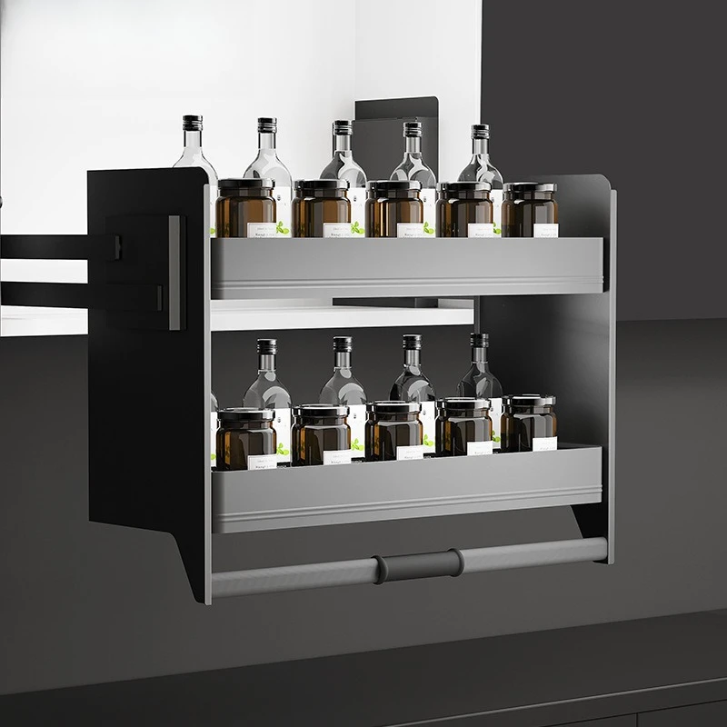 Lifting basket Open door pull-down rack Cabinet up and down buffer seasoning Lifting basket