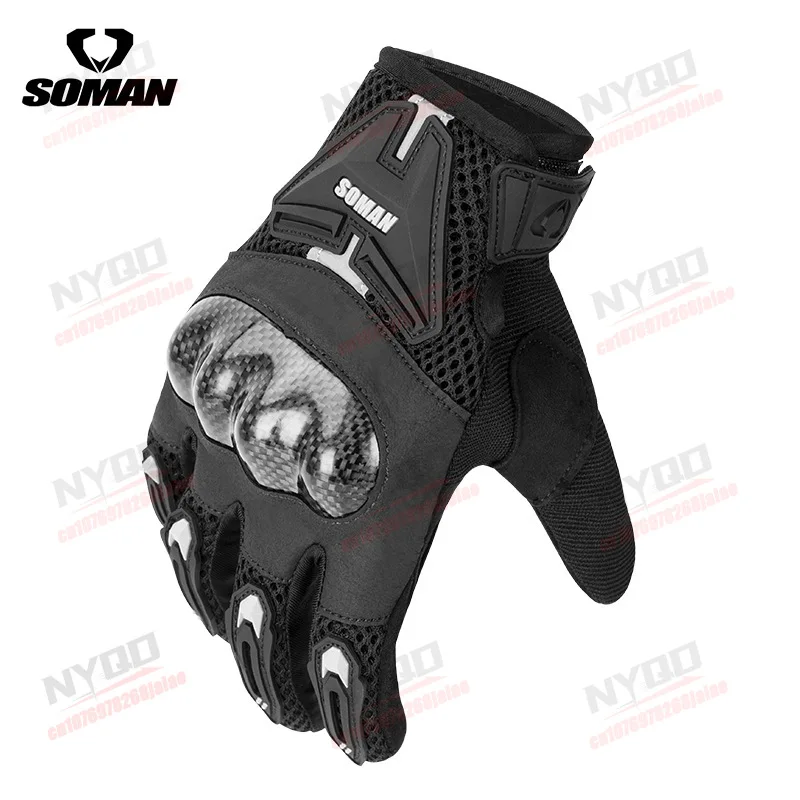 Motorcycle Riding Gloves, Men's Safety, Anti Fall, Breathable, Anti Slip, All Season Universal Carbon Fiber Gloves