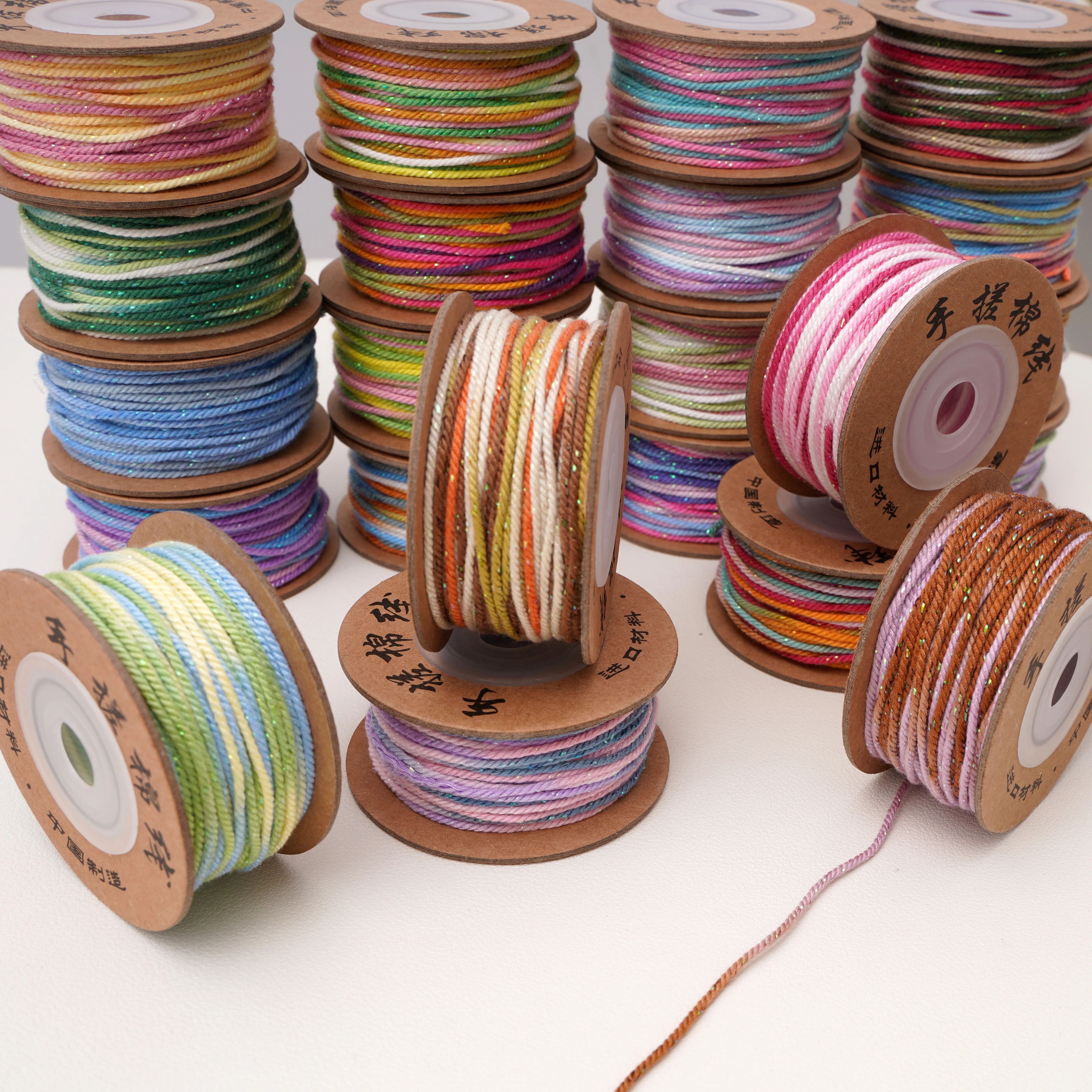 25 متر 1.2 مللي متر خط ملون الحبل خيط القطن المنسوجة يدويا حبل سلسلة للملابس اليدوية ديكور الحرف DIY بها بنفسك الخياطة اكسسوارات #1