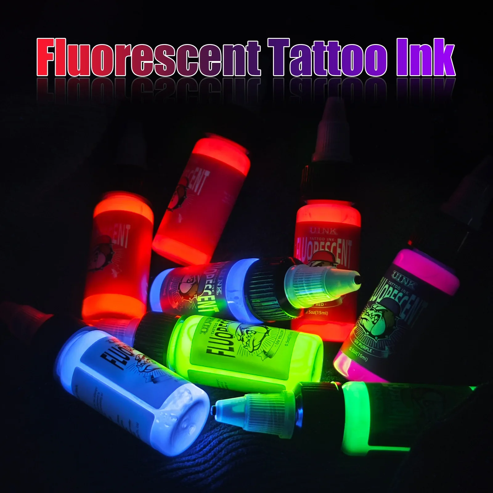 New Tattoo Fluorescent Inks Tattoo Secondary Creative Ink Pigment 15ml Single Bottle Professional Semi-Permanent Makeup Inks