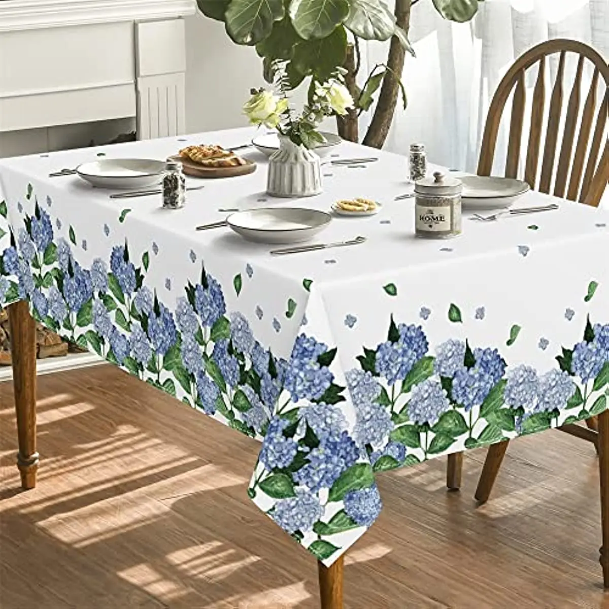 Spring Watercolor Hydrangea Floral Tablecloth Summer Rectangular Kitchen Antifouling Table Cover Wedding Party Table Decoration