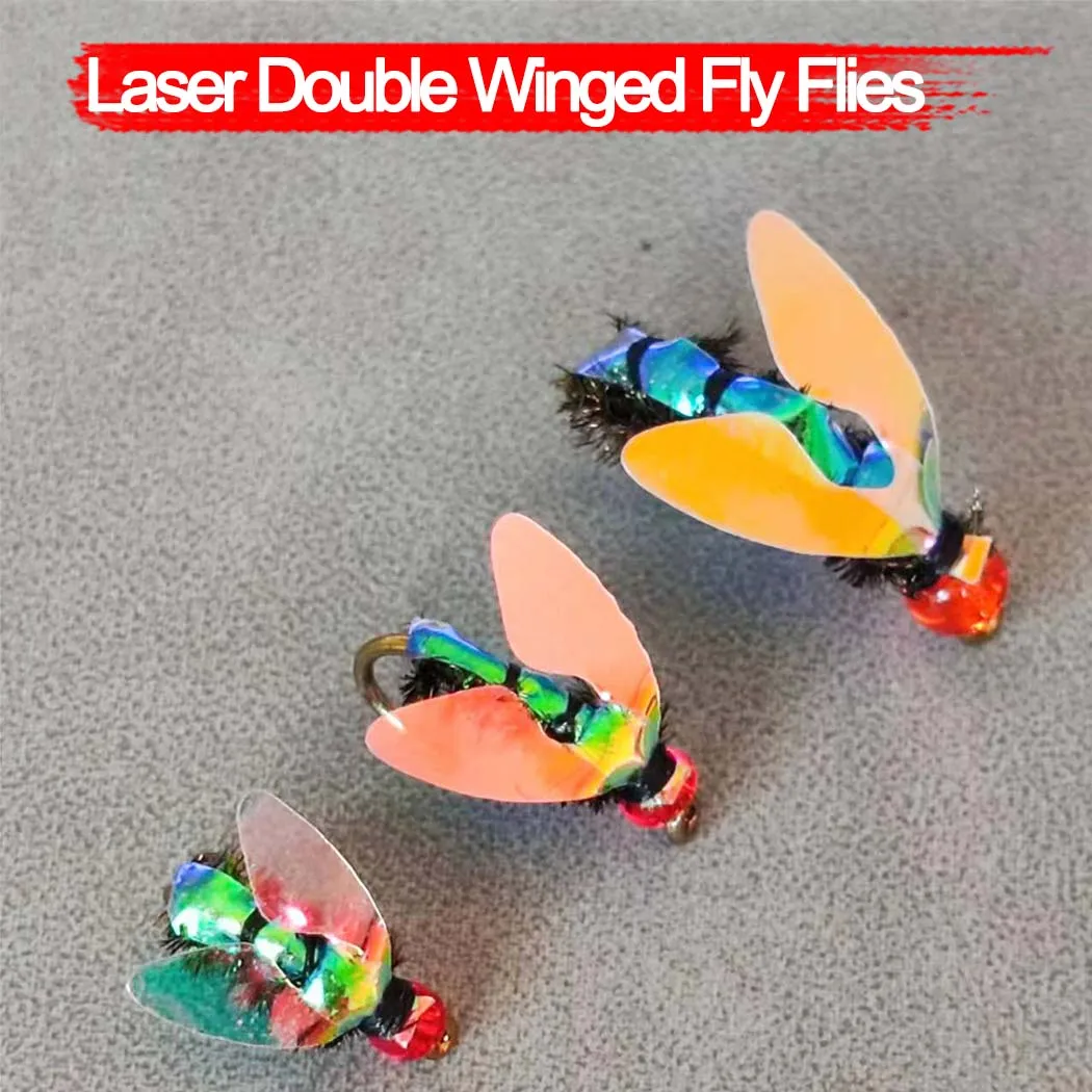Mosca de pesca biónica con láser para lubina y trucha, dobles alas - imagen 4
