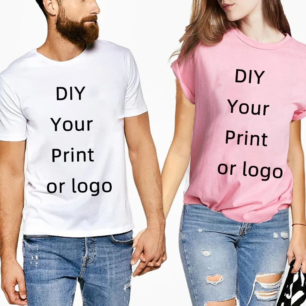 Camiseta de verano Diy con tu estampado o Logo para hombre, camiseta informal Harajuku personalizada, ropa para mujer, camiseta de manga corta para mujer