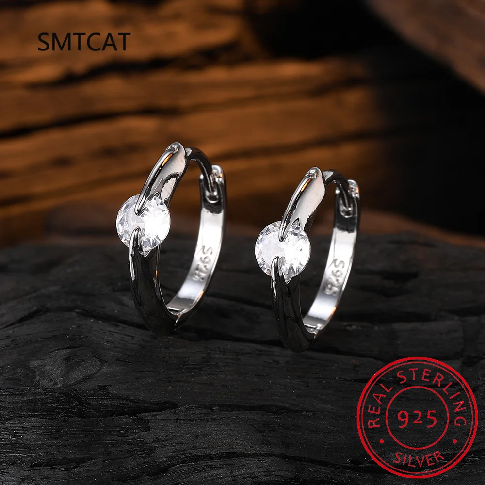 2.5mm Real Moissanite Hoop Earring for Women 2 Color Trend Ear Jewelry Original S925 Sterling Silver D VVS1 Fine Jewelry Huggies