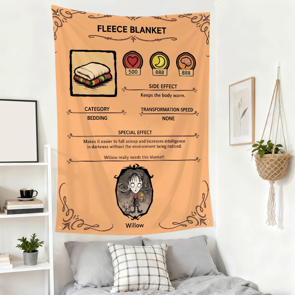 Game Don't Starve Fun Fanart Willow Cookbook Flag Room Hogar Dorm Home Camping Outdoor Banner Party Club Wall Hanging Decor Gift