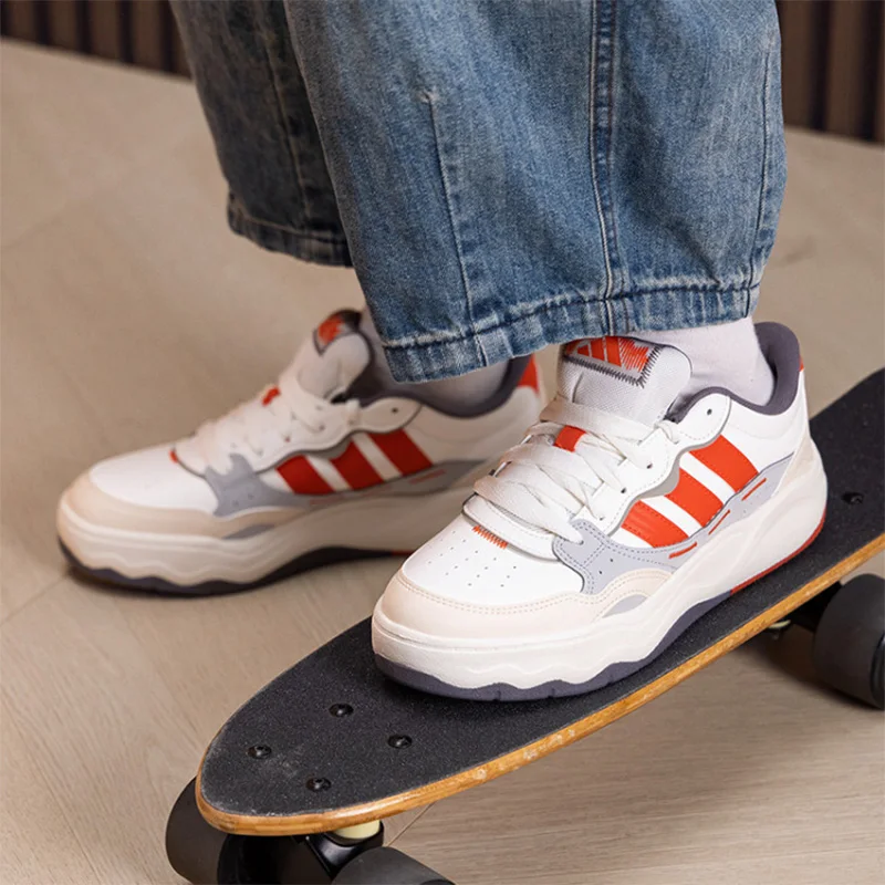 Adidas Lite Shuffle KH9027 Off White Red Wave Platform Skate Shoes Three Stripe Thick Sole Casual Sneakers Height‑Increase