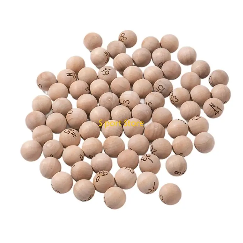 75Pcs Natural Bingo Balls With Engraved Letters And Number For Game Parties Family Gatherings Smooth