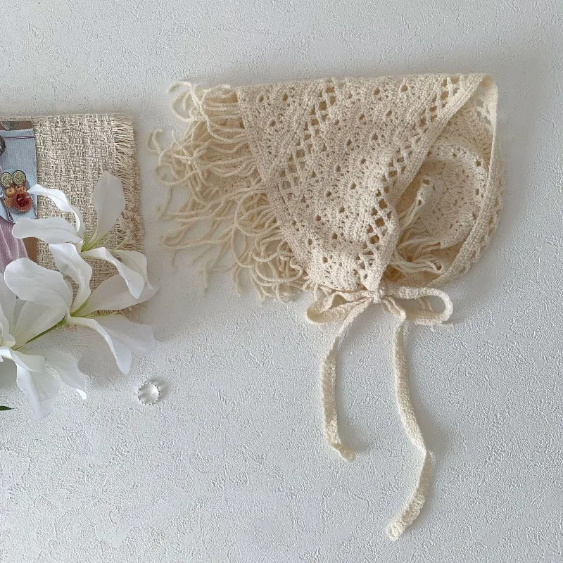 

Вязаный ажурный платок в деревенском стиле: модный и универсальный треугольный шарф, новая повязка на голову для женщин